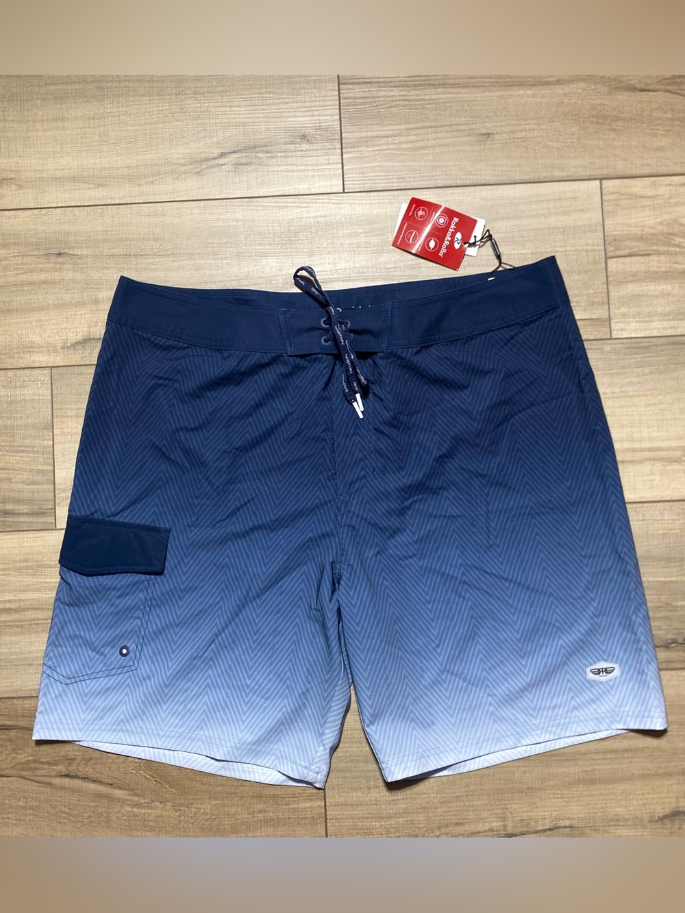 Rokka&Rolla Men's Stretch Swim Trunks Board Shorts Size 39 Dark Navy Gradient